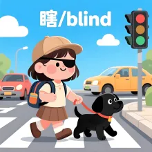 瞎 xia